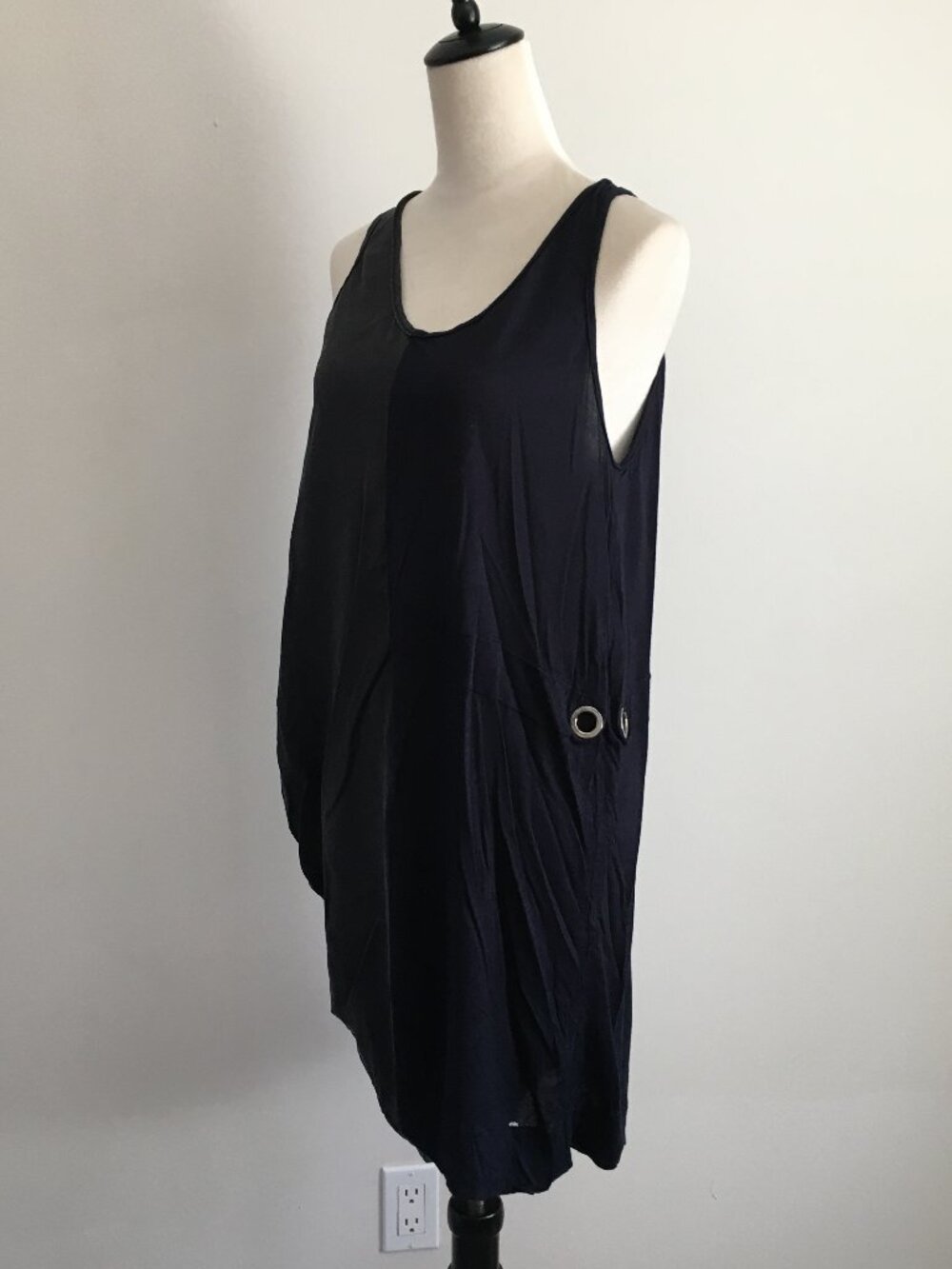 Marc by MARC JACOBS Circle Hardware Inserts Dark Gray Blue Wool & Silk Dress